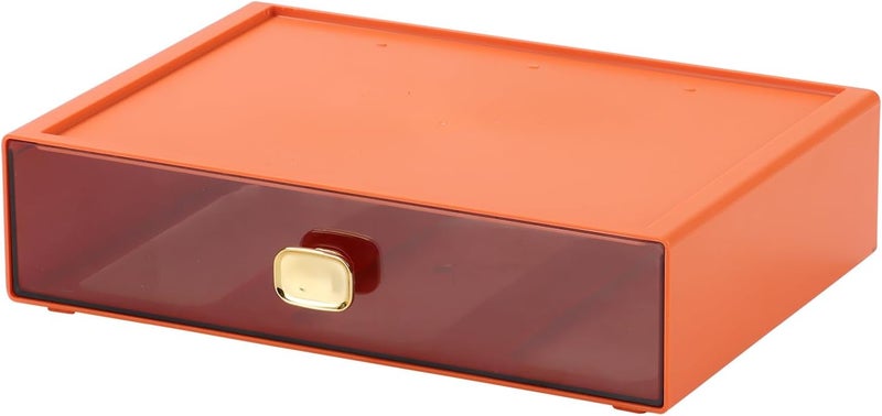 OSteed Spacious Desktop Storage Box, 1 Large Storage Drawer, Stackable Office Desk Drawer Organizer and Accessories, Printer Paper Organizer, Orange Plastic Drawers for Workspace & Home - Image 1